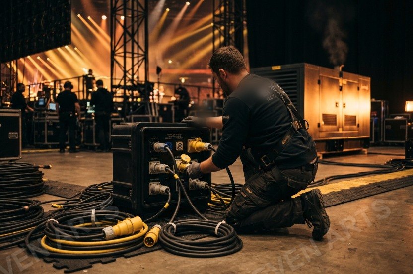 Distribution électrique Even Arts sur un concert